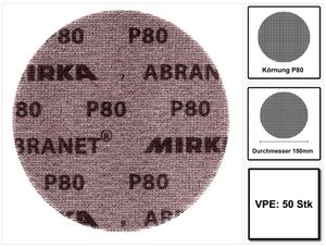 Brúsne kotúče Mirka ABRANET Grip 150 mm P80 50 ks ( 5424105080 )