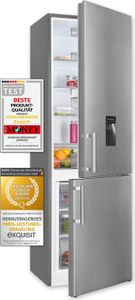 Exquisit Kühl-Gefrier-Kombination, Kühlschrank mit Gefrierfach, 268 Liter, Wasserspender, 4-Sterne-Gefrierfach, Temperaturregelung, KGC5265-70-H-WS-01