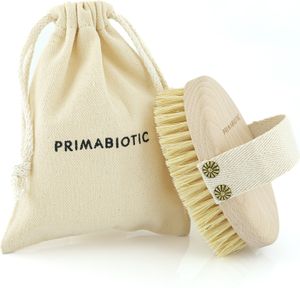 Primabiotic Körpermassagebürste mit Beutel – Ökologisches Produkt – Buchenholz & Agavenfasern – Ideal für Trockenmassage und Cellulite-Bekämpfung
