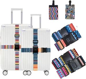 Koffergurte 4 stück Koffergurt Einstellbare Aviation Plates,4 Einstellbare Kofferband Schnalle Schließung+2 Luggage Tags, Adressschild Reisen