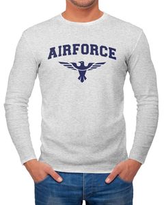 Herren Longsleeve Airforce US Army Adler Militär Langarm-Shirt Fashion Streetstyle Neverless® grau-melange L