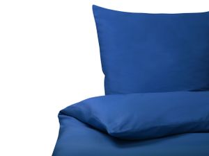 BELIANI Bettwäsche Set Blau einfarbig Baumwolle 2-teilig Standardgröße für Einzelbett 135x200 cm Kopfkissen- und Deckenbezug mit Knopfverschluss