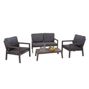 Garnitur HWC-L64, Gartenlounge Gartengarnitur Lounge-Set Sitzgruppe Sofa, Metall  Polster grau