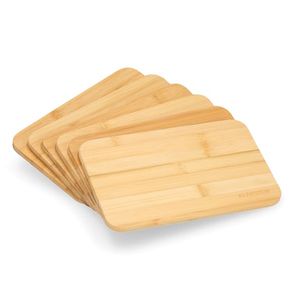Klarstein Frühstücksbrettchen 100% Bambus - 6er Set - 20x1x14cm - Pflegeleicht und nachhaltig - Schneidebrett-Set - Brettchen - Holzbrett