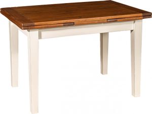 Massivholz tische 140x80x80 cm, Esstisch ausziehbar massiv, Esstisch landhausstil, Weiß/Braun