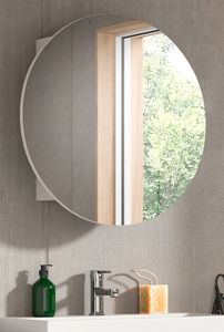 Badezimmer Spiegelschrank "Roove" weiß Badschrank rund mit Soft-Close
