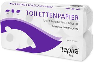 Tapira Toilettenpapier 3-lagig hochweiß 72 Rollen à 250 Blatt