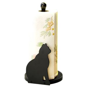 WENKO Stand Papier Küchen Rollen Halter Katzen Motiv Holz Ständer schwarz Dekor