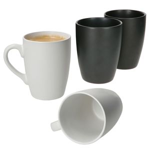 4x Nero Bianco Kaffeebecher Weiß Schwarz 280-300ml mit & ohne Henkel Tasse Mug