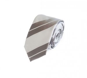 Fabio Farini Schmale Krawatten und Schlips in Farbton Weiß 6cm, Breite:6cm, Farbe:Silver Case & Light Chocolate