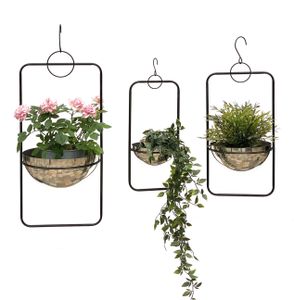 DanDiBo Blumenampel Innen Metall Wand Hängepflanzen 96083 3er Set mit Topf Silber Pflanzenhänger Blumenhänger Topfhänger Blumen Blumentopfhänger Hängetopf