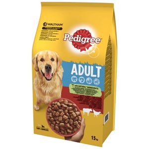 Pedigree® Adult mit Rind und Geflügel - Trockenvollnahrung für ausgewachsene Hunde aller Rassen 15 kg