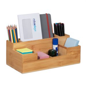 relaxdays Schreibtisch Organizer aus Bambus