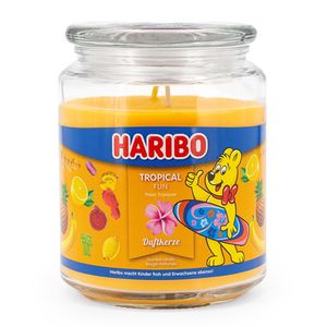 Haribo Duftkerzen im Glas - Duftkerzen fruchtig - Kerze im Glas - Kerzenglas - Duftkerzen im Glas - Haribokerzen - Windlicht mit Duft - Tropical Fun - 510g