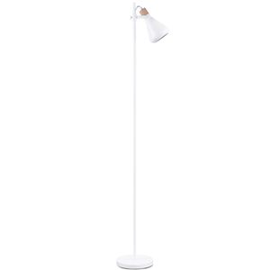 Konsimo Stehlampe im Skandinavischen Stil Wohnzimmer Schlafzimmer "CORTODI", Weiß, Metall/Holz, Loft, 22/156 cm
