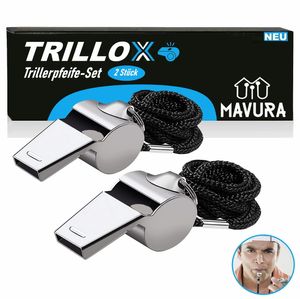 TRILLOX Trillerpfeife Set Schiedsrichterpfeife Metall