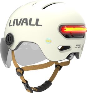 Livall L23 Helm Weiß 58-62 cm mit Visier, LED und SOS-Funktion
