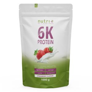 PROTEINPULVER 1kg - über 80% Eiweiß - Nutri-Plus pflanzliches Protein Powder - 6-Komponenten Eiweißpulver 1000g ohne Aspartam - Erdbeere