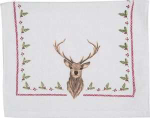Clayre & Eef Gästehandtuch 40x66 cm Beige Braun Baumwolle Hirsch
