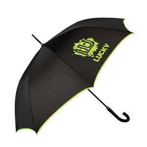 Biggdesign Moods Up Lucky Regenschirm, 8 Rippen, Windsicher, Groß, Leicht, Automatik, Starker Stockschirm für Damen und Herren, Schwarz, 105cm