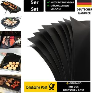 5x Grillmatte Gasgrill BBQ Grillmatten Grillunterlage Backmatte Antihaftbeschich