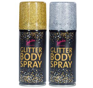 Bodyspray Glitzer Körperfarbe für die Haut Schminke, Kostüm-Zubehör, Farbe:silber