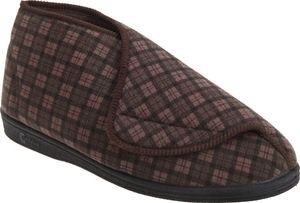 Comfylux Herren James Hausschuhe mit Klettverschluss, kariert DF813 (42 EU) (Braun)