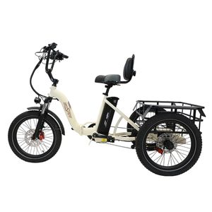 20 Zoll * 3,0 weißes Elektro-Dreirad mit hinterem Korb und Frontlicht, 48V13Ah Akku