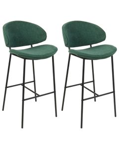 BELIANI Súprava 2 barových stoličiek zelené látkové čalúnenie čierne kovové nohy bez opierok rúk zaoblené operadlo moderný dizajn