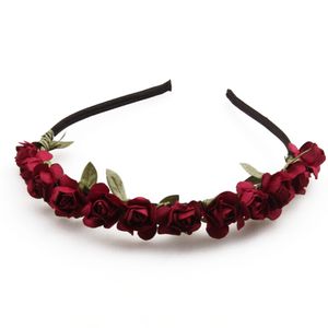Blumenkronen-Rosen-Blumen-Stirnband-Haar-Kranz, rot