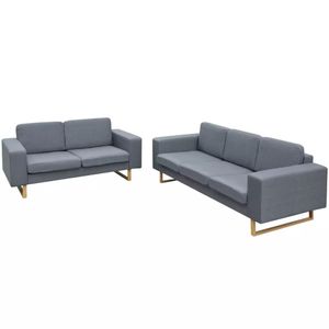 Wohnlandschaft Couch Sofa Sofagarnitur 2-Sitzer und 3-Sitzer Hellgrau EU025673