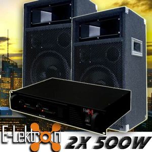 E-Lektron stereo DJ Party Anlage DJ-700 Endstufe & PW25 Lautsprecher