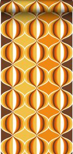 Sanders & Sanders Tapete Retro-Ornamente Gelb, Braun und Orange - 935269 - 0,53 x 10,05 m