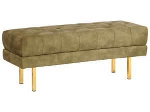 BELIANI Bettbank Olivgrün aus Samtstoff Gesteppt Knopfheftung 117 cm mit Goldenen Beinen Elegant Sitzbank für Schlafzimmer Flur Garderobe Wohnzimmer