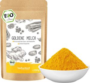 Goldene Milch Pulver 250 g I 100 % natürlich | ohne Zuckerzusatz I Kurkuma Latte I bioKontor