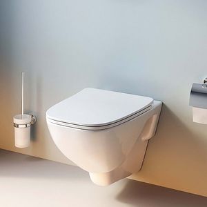 Hänge-WC Wand Toilette Spülrandlose Toilette Wand-WC inkl.abnehmbaren WC-Sitz mit Softclose-Absenkautomatik Wand WC Spülrandlos, Weiss