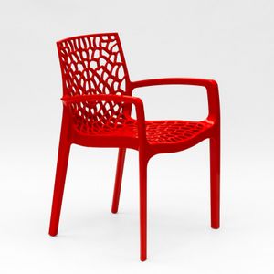 Grand Soleil Stuhl mit Armlehne - Farbe: Rot - Stapelbar - 1 Stück