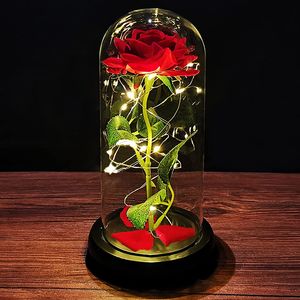 Die Schöne und das Biest Rose, Ewige Rose, Rose in Glaskuppel mit LED Licht, Forever Rose Blumen für Hochzeit, Valentinstag, Muttertag, Geburtstag, Thanksgiving, Geschenk für Frauen Mama Freundin