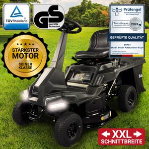 BRAST Benzin Rasentraktor Aufsitzmäher   5,15kW(7PS)   Elektrostart   XXL Schnittbreite 61cm      Variable Geschwindigkeit   150L Fangkorb   für mittlere bis große Rasenflächen
