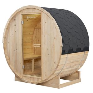 Juskys Venkovní sudová sauna Spitzbergen M délka 120 cm průměr 180 cm (3,6 kW)