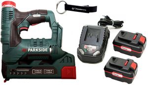 HEADNMORE® Bundle - 1 x PARKSIDE® 20V Akku Tacker PAT 20 + 1 x HEADNMORE® Schlüsselanhänger inkl. 2x 4Ah Akku