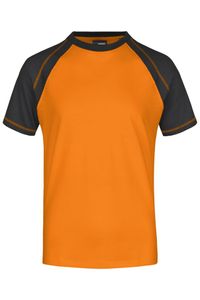 T-Shirt in sportlicher, zweifarbiger Optik orange/black, Gr. XXL