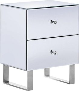 BELIANI Szafka nocna lustrzana szklana 48x35 cm 2 szuflady kryształowe gałki metalowa baza styl glam