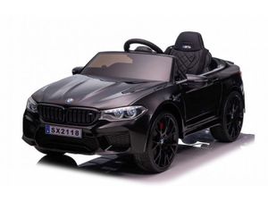 FINOOS Kinderauto BMW 24V Kinder Elektroauto 2,4GHz Fernbedienung Gummireifen, Ledersitz, Hupe, LED, Musik 1-6 Jahre Schwarz lackiert