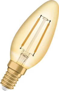 Žárovky OSRAM LED, Vintage Edition, 12 W náhradní, E14, tvar B, 2400 Kelvinů, teplé komfortní světlo, čiré sklo, jednotlivé balení