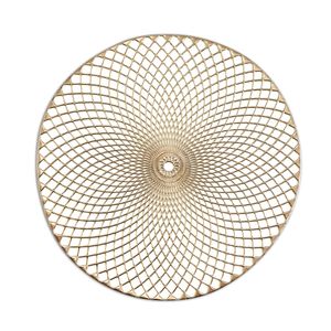 Goldfarbene Platzmatte, Tischuntersetzer für Geschirr, Dm. 38 cm, Spitzenmuster, Kunststoff, Farbe:golden