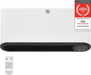 TZS First Austria Wandheizgerät Keramik, Heizelement 2000 Watt, 12-Stunden-Timer, 2 Heizstufen, Wandmontage, Thermostat-Funktion, Überhitzungsschutz, weiß