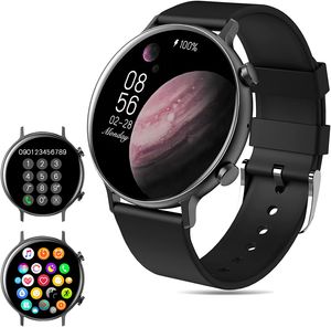 Chytré hodinky s funkcí telefonu IP67 Vodotěsné fitness hodinky pro ženy Muži s krokoměrem Krevní tlak Srdeční tep Sportovní chytré hodinky pro Android iOS Smartphone，Black