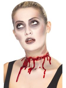 Kostüm Zubehör blutige Wunde Stracheldraht Halswunde Halloween