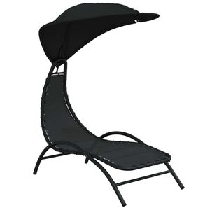 vidaXL Sonnenliege mit Dach Schwarz 167x80x195 cm Stoff und Stahl vidaXL Sonnenliege mit Dach Schwarz 167x80x195 cm Stoff und Stahl